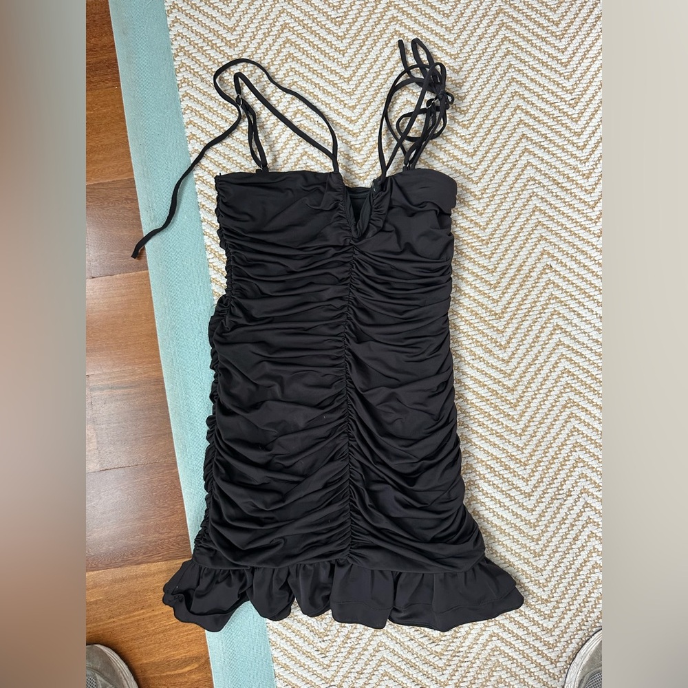 Lovers + Friends black ruched mini dress! Size small!